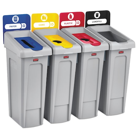 Rubbermaid Commercial 92 gal Recycling Bin, Bronze Vein/Satin Alum, Plastic 2007919